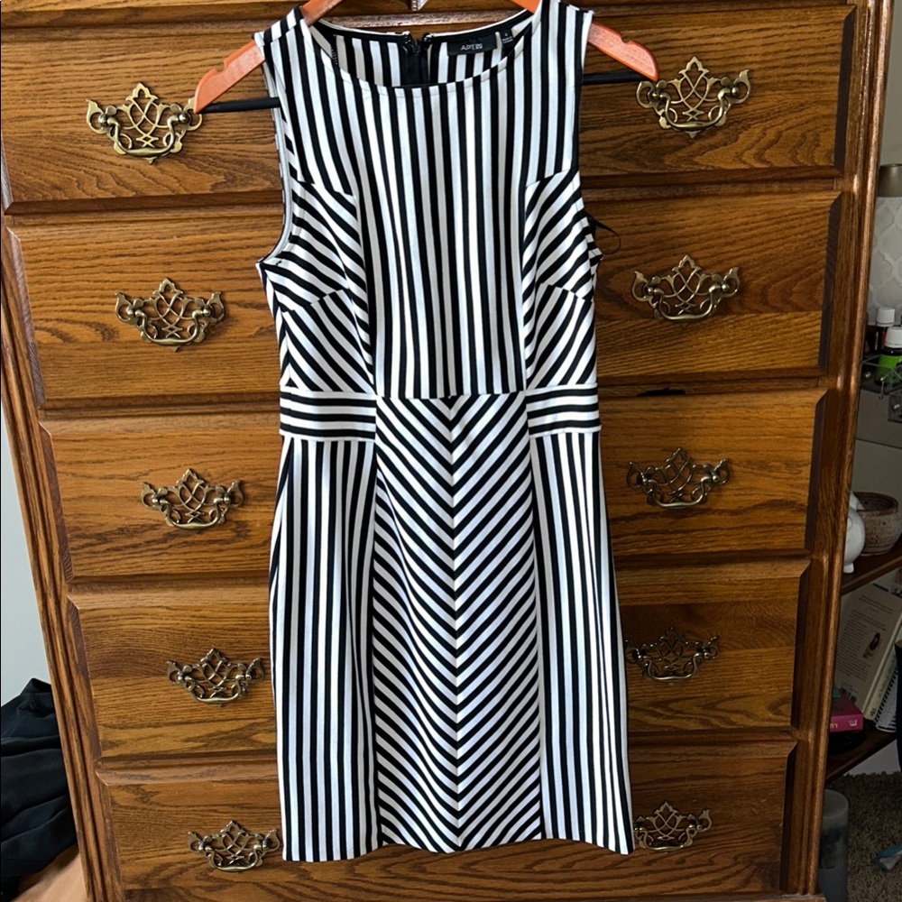 Apt. 9 Black and White Striped Mini Dress